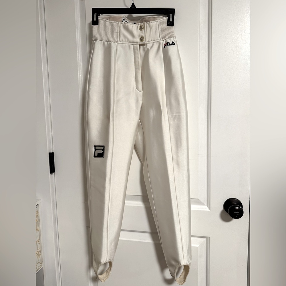 Vtg 80s FILA ski team stirrup high-rise ski pants size small